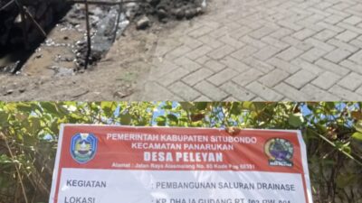 Proyek Saluran drainase Desa Peleyan diduga menggunakan material Illegal